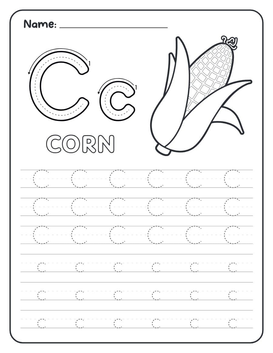 Muka depan Alphabet Tracing Worksheets Farm