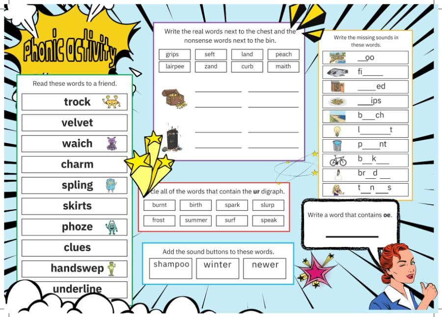 Muka depan phonics activity resource pack