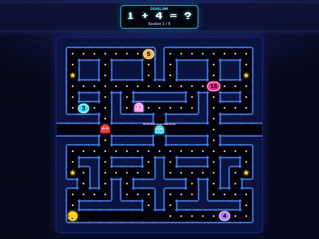 Pac-Math: Misi Matematik — game Pac-Man matematik percuma