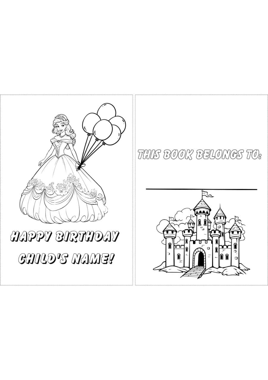 Muka depan Princess Birthday coloring and activity book (girl)